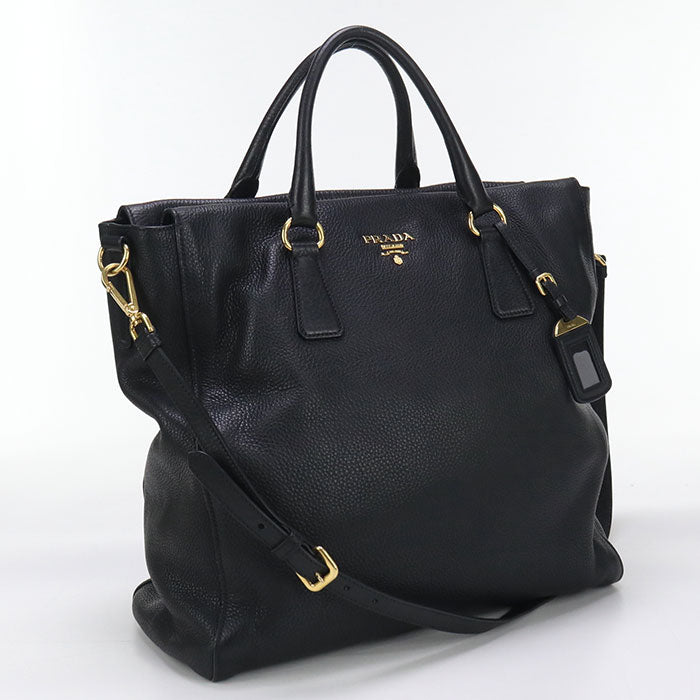 PRADA 2WAY Tote Bag leather black Women