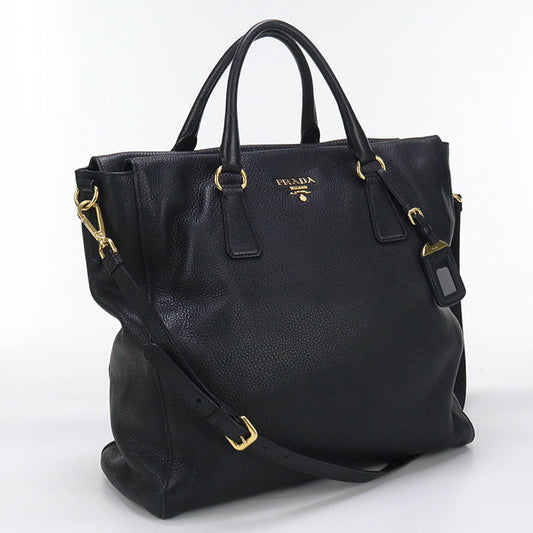 PRADA 2WAY Tote Bag leather black Women