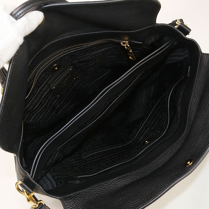 PRADA 2WAY Tote Bag leather black Women