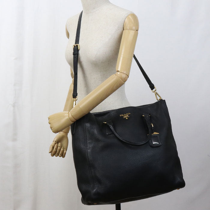 PRADA 2WAY Tote Bag leather black Women