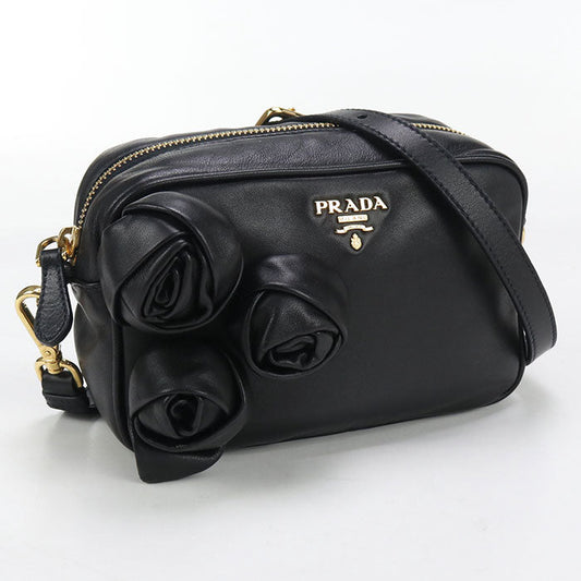 PRADA BP0166 UHG F0002 Diagonal shoulder bag leather black Women