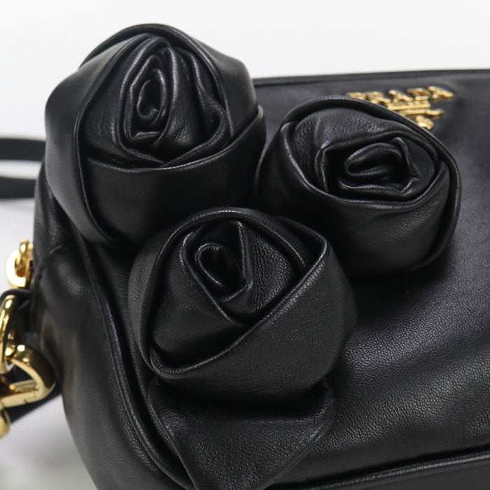 PRADA BP0166 UHG F0002 Diagonal shoulder bag leather black Women