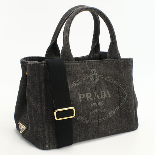 PRADA 1BG439 2WAY Canapa Tote Bag denim/2WAYTote Bag black Women