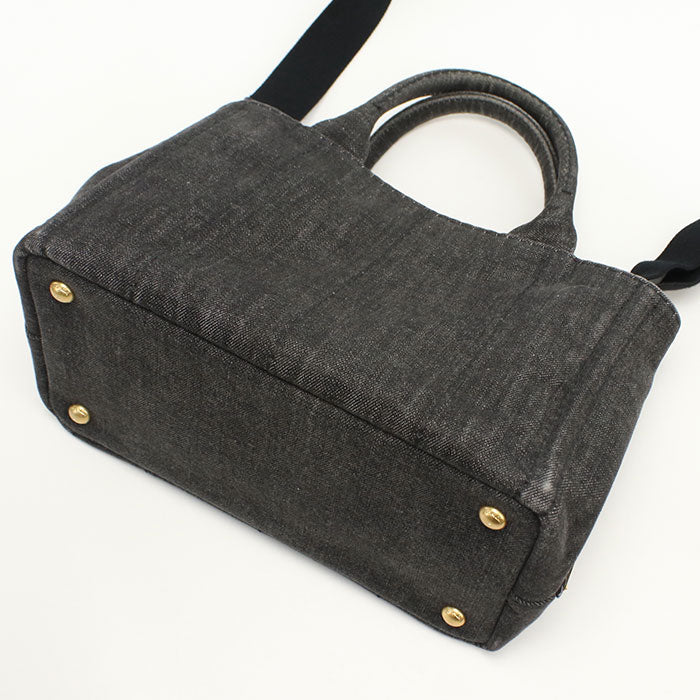 PRADA 1BG439 2WAY Canapa Tote Bag denim/2WAYTote Bag black Women