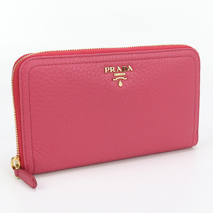 PRADA 1M0506 Long wallet Safiano Zipper Wallet leather pink Women
