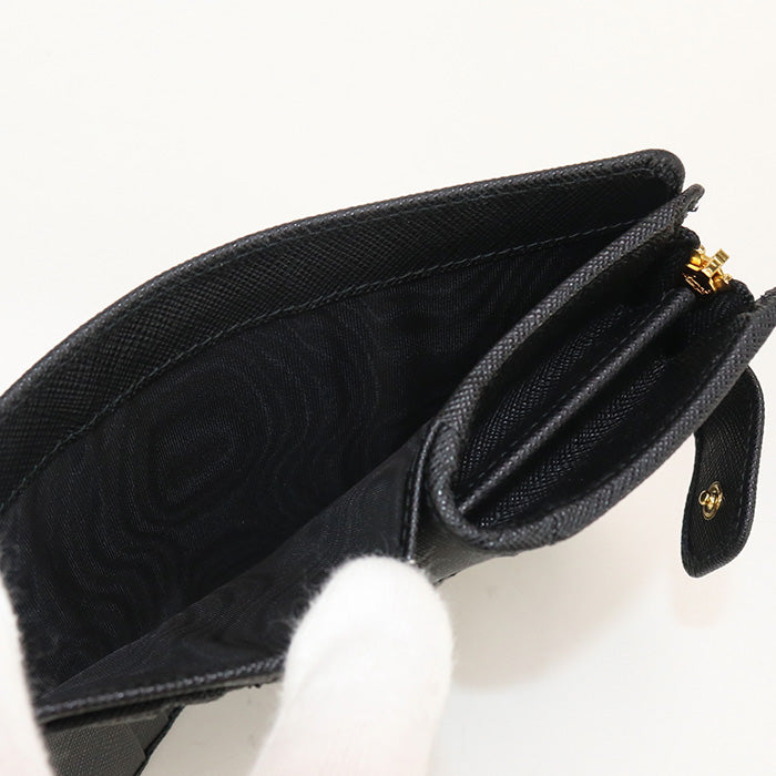 PRADA PR93168 Saffiano leather wallet Folded wallet leather black unisex