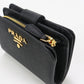 PRADA PR93168 Saffiano leather wallet Folded wallet leather black unisex