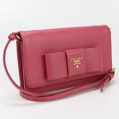 PRADA 1M1437 Long wallet Safiano Shoulder wallet/Chain wallet leather pink Women