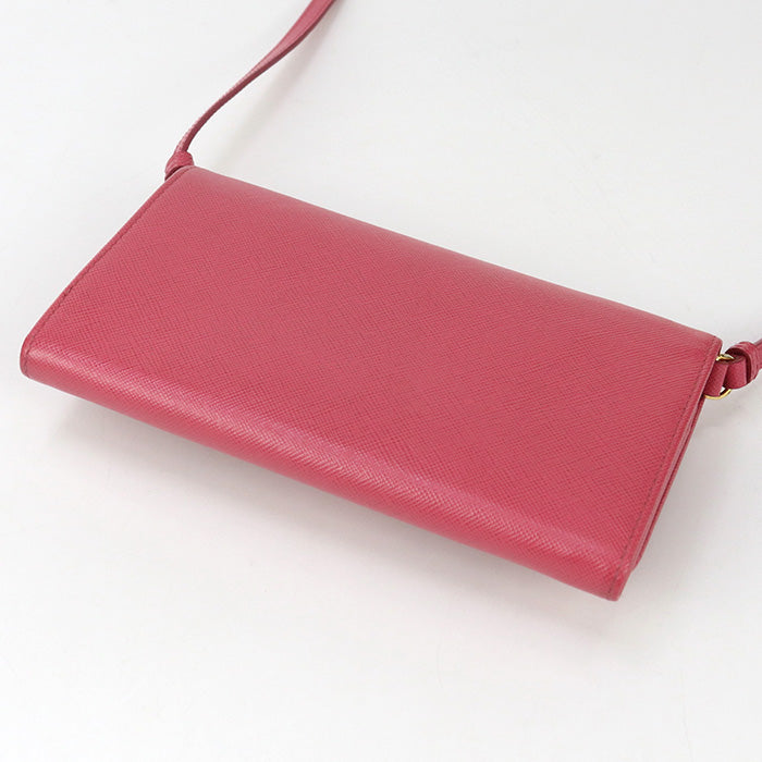 PRADA 1M1437 Long wallet Safiano Shoulder wallet/Chain wallet leather pink Women