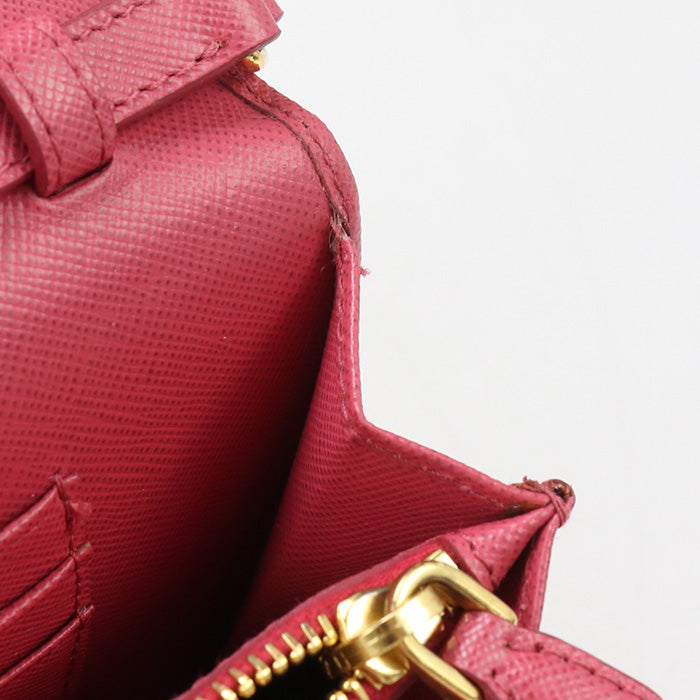 PRADA 1M1437 Long wallet Safiano Shoulder wallet/Chain wallet leather pink Women