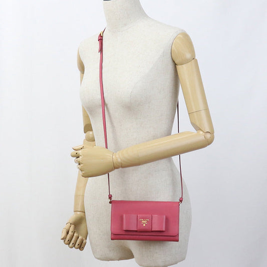 PRADA 1M1437 Long wallet Safiano Shoulder wallet/Chain wallet leather pink Women