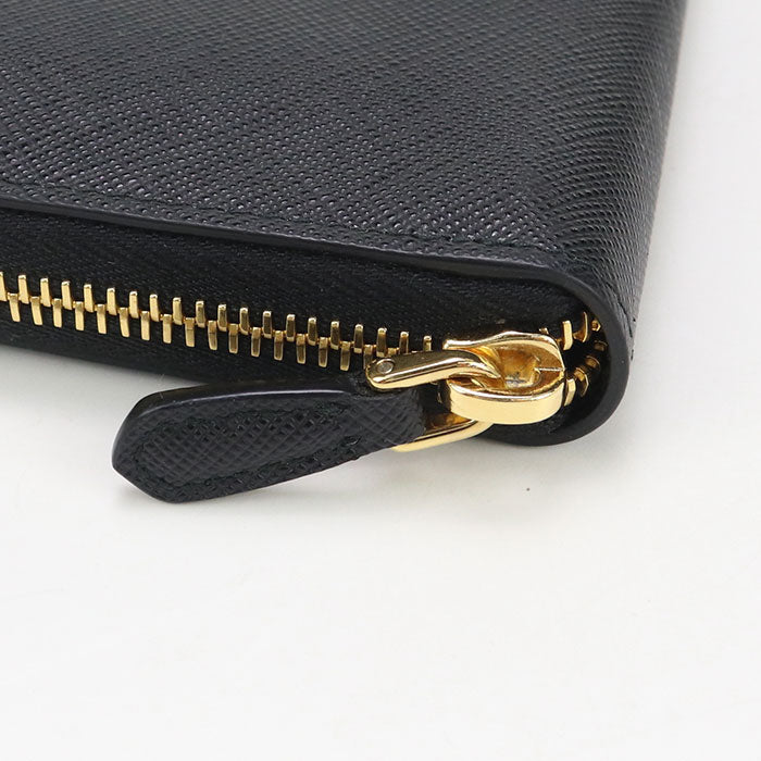 PRADA 1ML506 Long wallet Saffiano Embossing Zipper Wallet leather black mens(unisex)