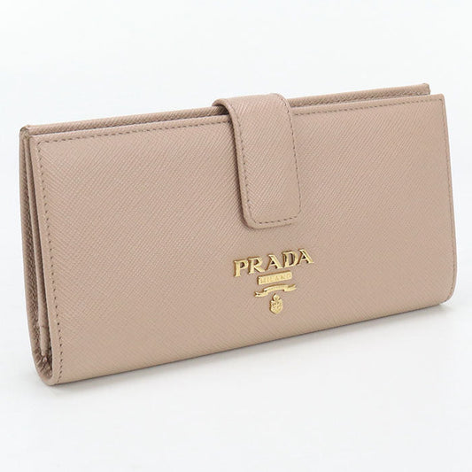 PRADA 1MV025 Long wallet Safiano Folding long wallet leather beige Women