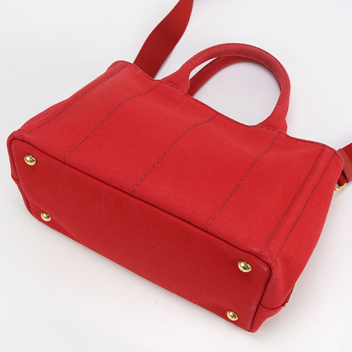 PRADA 1BG439 2WAY Canapa Tote Bag Cotton red Women