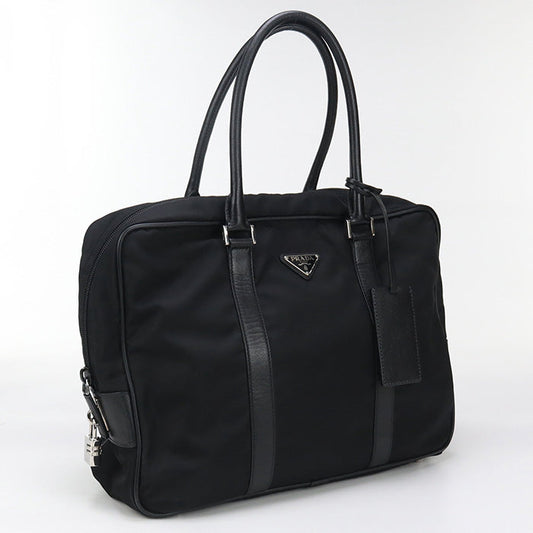 PRADA VA0702 handbag Safiano Business bag Briefcase Nylon, leather black mens(unisex)