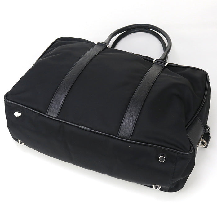 PRADA VA0702 handbag Safiano Business bag Briefcase Nylon, leather black mens(unisex)