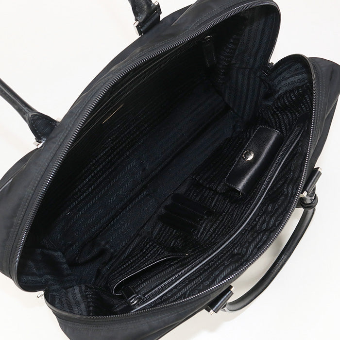 PRADA VA0702 handbag Safiano Business bag Briefcase Nylon, leather black mens(unisex)