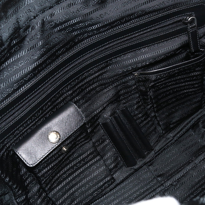 PRADA VA0702 handbag Safiano Business bag Briefcase Nylon, leather black mens(unisex)