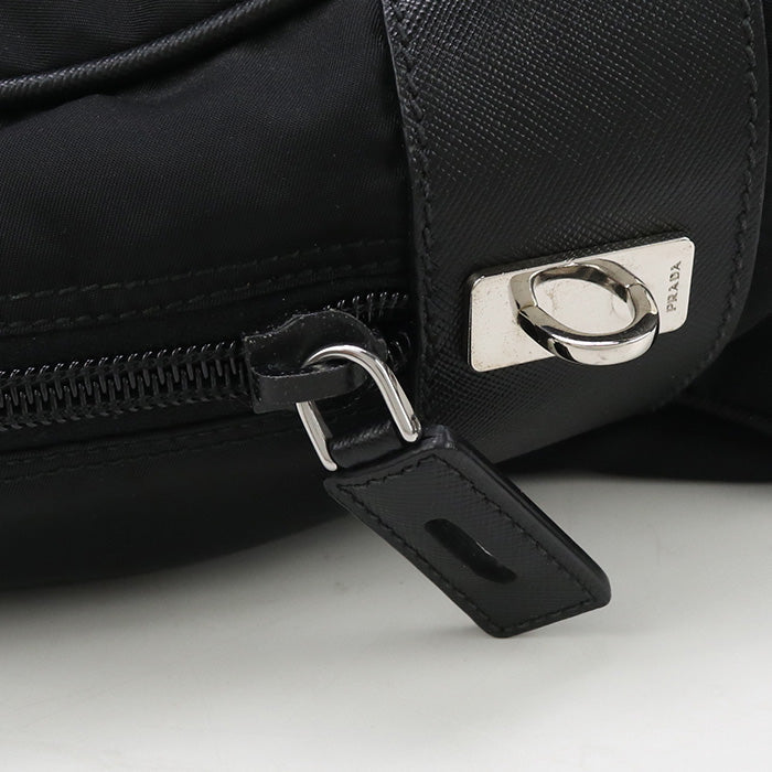 PRADA VA0702 handbag Safiano Business bag Briefcase Nylon, leather black mens(unisex)