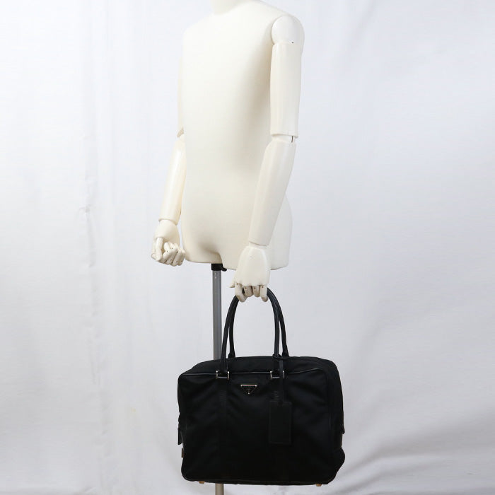 PRADA VA0702 handbag Safiano Business bag Briefcase Nylon, leather black mens(unisex)