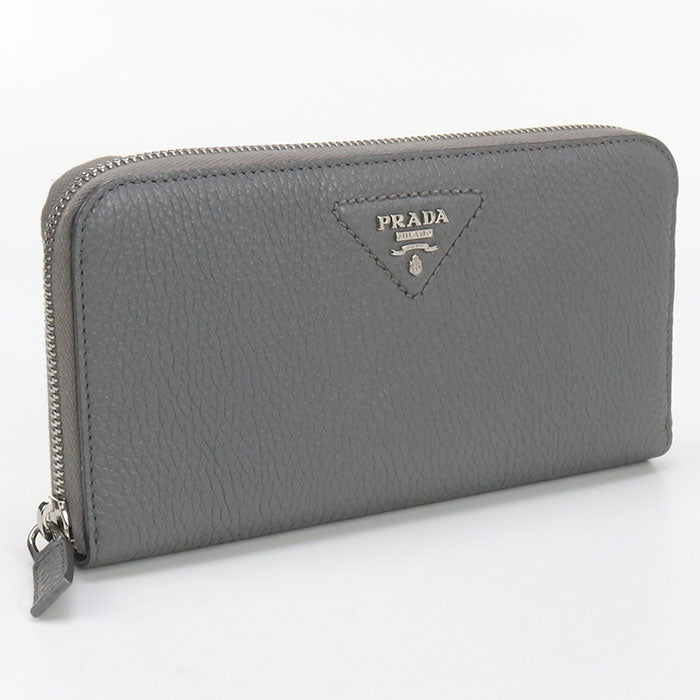 PRADA 2ML317 Zip around PurseZip Around leather gray mens