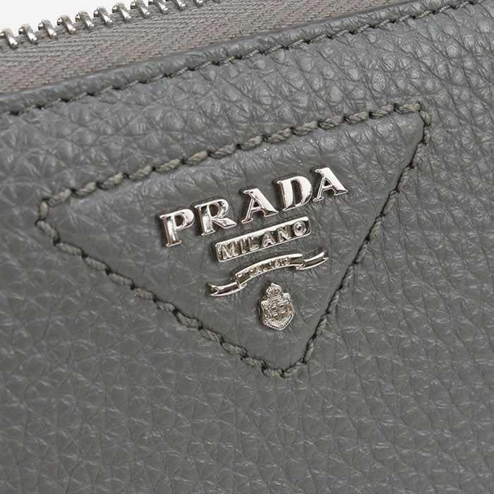 PRADA 2ML317 Zip around PurseZip Around leather gray mens