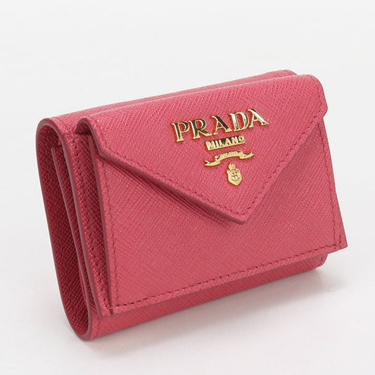 PRADA 1MH021 Tri-fold wallet Safiano Compact Wallet leather pink Women