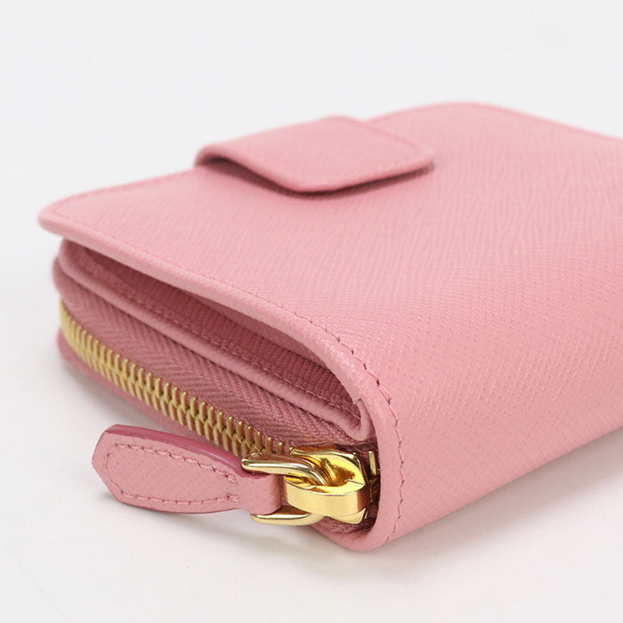 PRADA 1ML522 Bi-fold wallet Safiano U-shaped zipper wallet leather pink Women