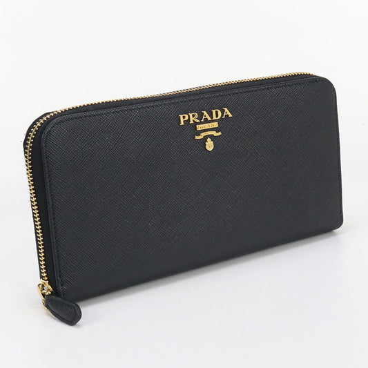PRADA 1ML506 around long wallet Safiano leather PurseZip leather black Women