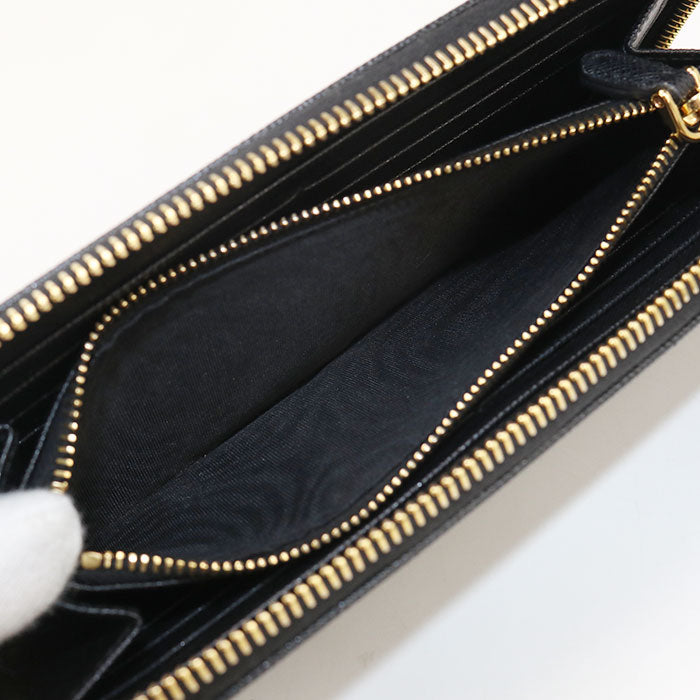PRADA 1ML506 around long wallet Safiano leather PurseZip leather black Women