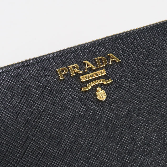 PRADA 1ML506 around long wallet Safiano leather PurseZip leather black Women