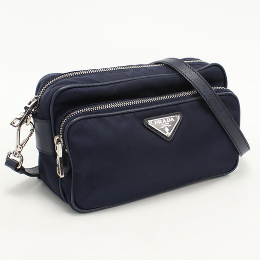 PRADA BT1010 Diagonal shoulder bag Shoulder Bag Nylon/leather navy Women