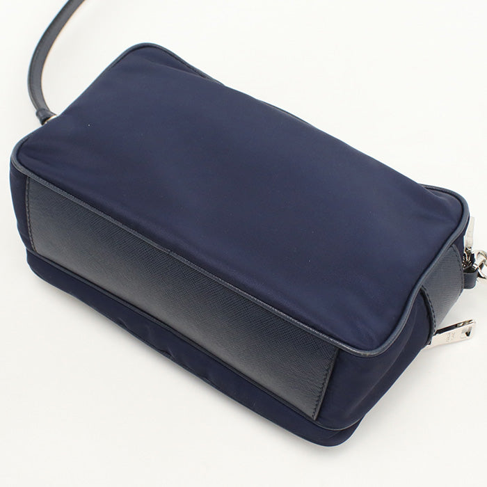 PRADA BT1010 Diagonal shoulder bag Shoulder Bag Nylon/leather navy Women