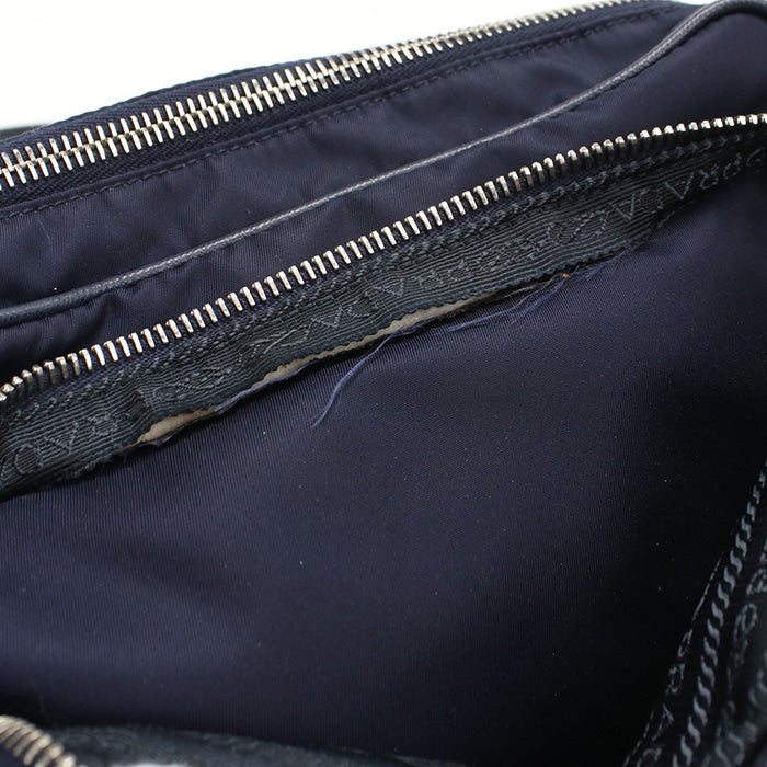 PRADA BT1010 Diagonal shoulder bag Shoulder Bag Nylon/leather navy Women