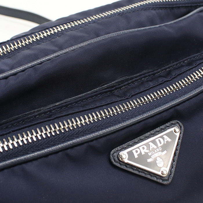 PRADA BT1010 Diagonal shoulder bag Shoulder Bag Nylon/leather navy Women