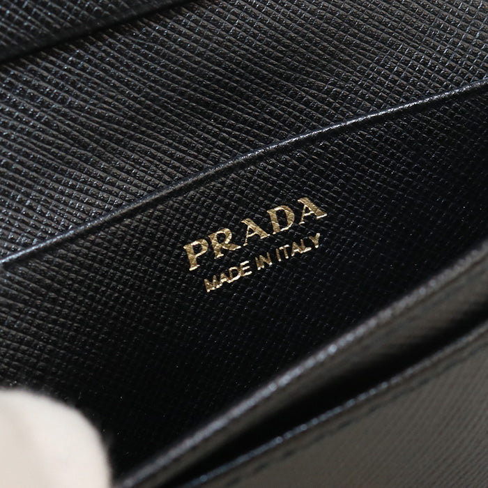 PRADA 1MC122 Business card holder Safiano Card Case leather black Women(unisex)