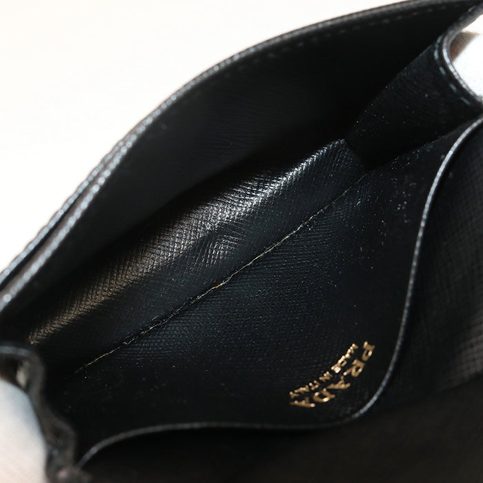 PRADA 1MC122 Business card holder Safiano Card Case leather black Women(unisex)