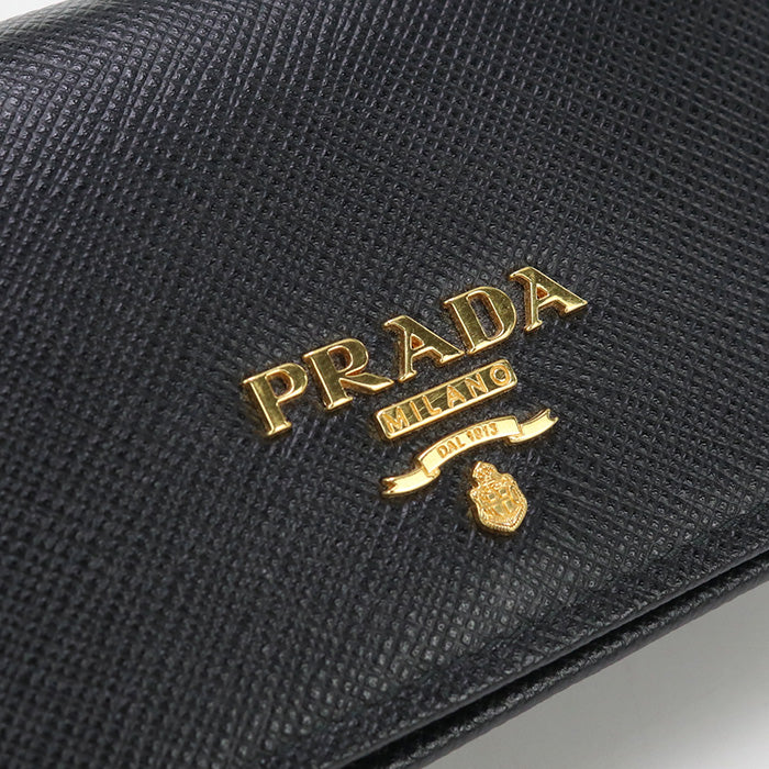 PRADA 1MC122 Business card holder Safiano Card Case leather black Women(unisex)