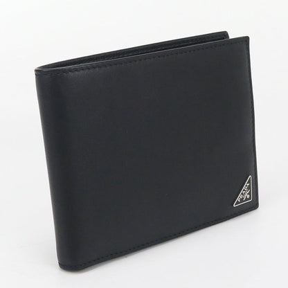 PRADA Wallet with coin purse Folded wallet leather black mens
