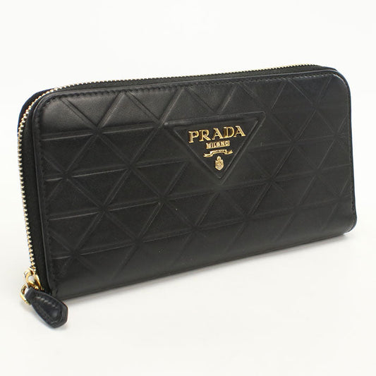 PRADA 1ML5062 Long Wallet Zipper Wallet Cowhide black Women