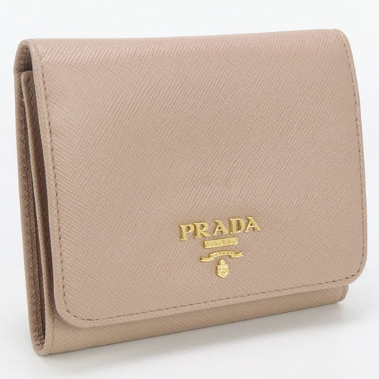 PRADA 1M0176 Three fold wallet/Safiano leather beige Women