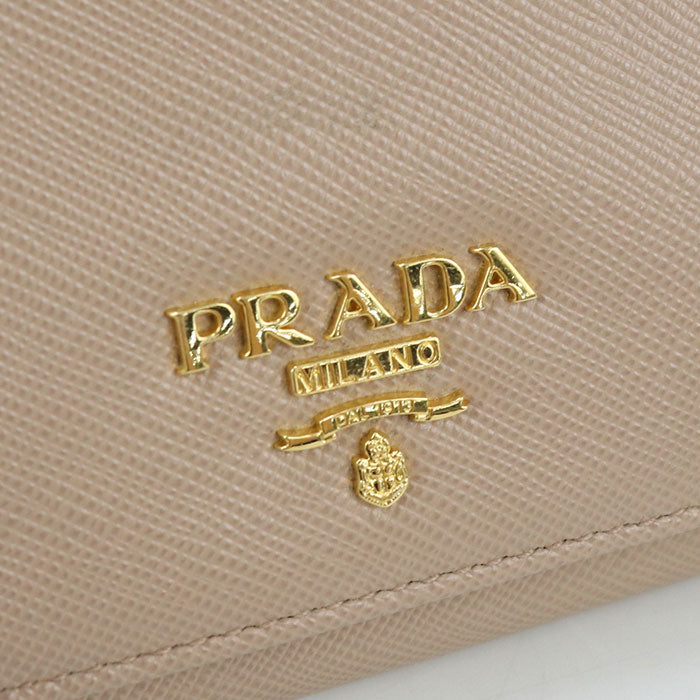 PRADA 1M0176 Three fold wallet/Safiano leather beige Women