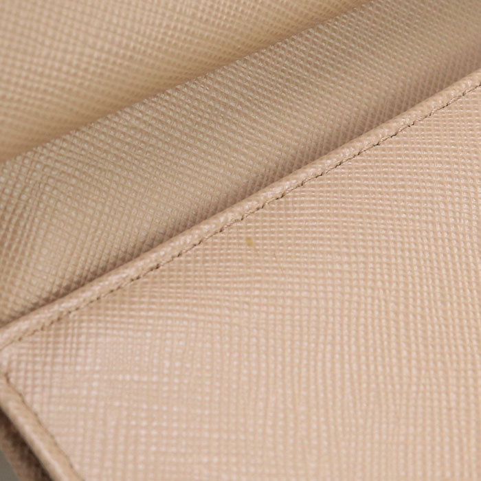 PRADA 1M0176 Three fold wallet/Safiano leather beige Women