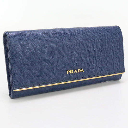 PRADA 1MH132 QME F0016 Long wallet with double fold coin purse blue Women