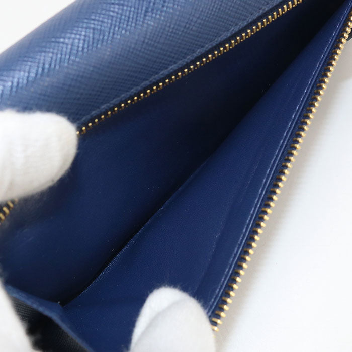 PRADA 1MH132 QME F0016 Long wallet with double fold coin purse blue Women