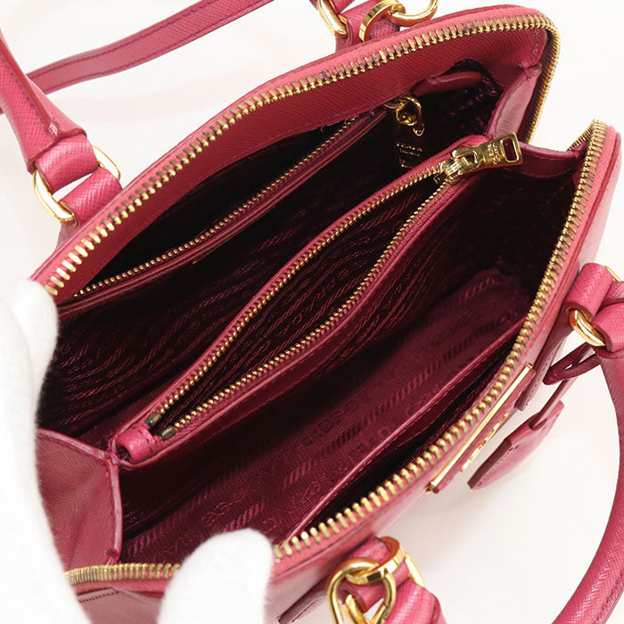 PRADA BL0838 Handbag Safiano 2WAY handbag leather Red Women