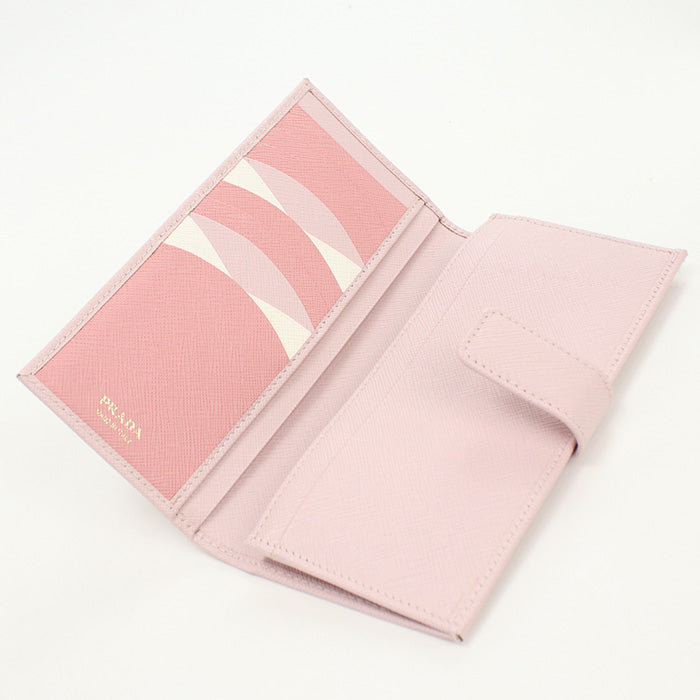 PRADA 1MV025 ZLP Saffiano Long wallet with double fold coin purse pink Women