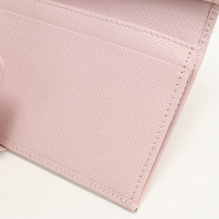 PRADA 1MV025 ZLP Saffiano Long wallet with double fold coin purse pink Women