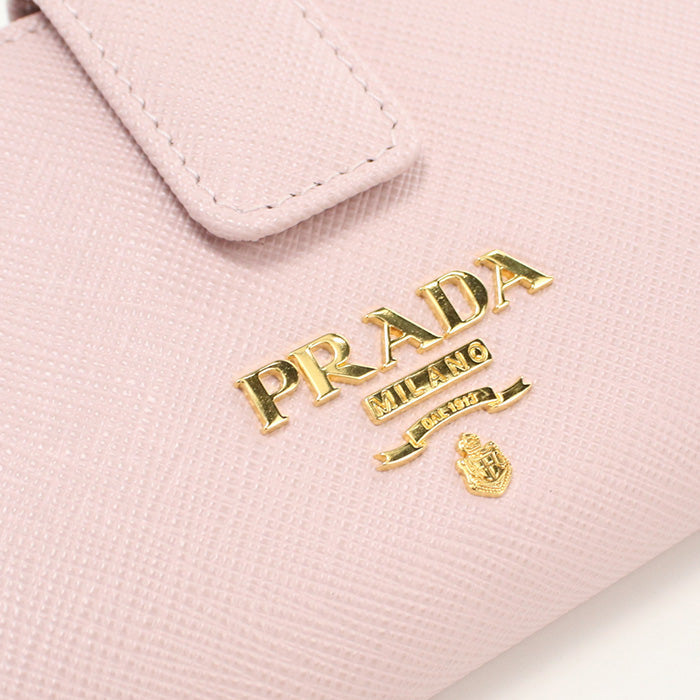 PRADA 1MV025 ZLP Saffiano Long wallet with double fold coin purse pink Women