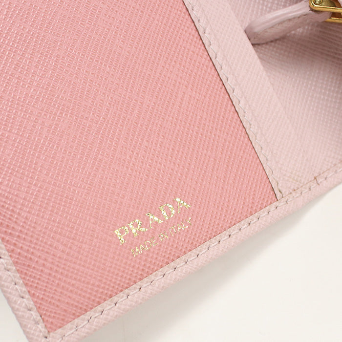 PRADA 1MV025 ZLP Saffiano Long wallet with double fold coin purse pink Women